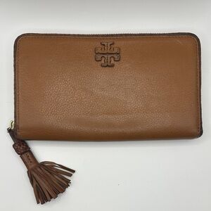 Tory Burch Tan Leather Wallet with Tassel
